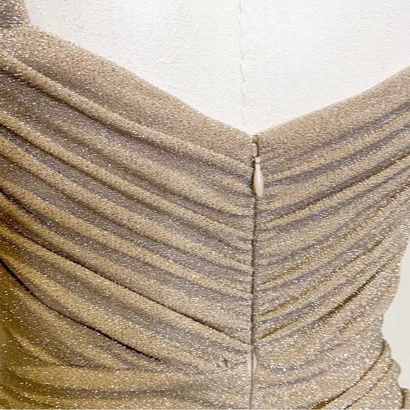 Rent The Runway | Twist Front Cut-Out Ruched Bodcon Metallic Shimmer Dress - Picture 7 of 8